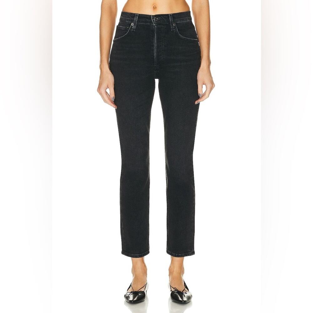 AGOLDE Riley Long Straight Jeans Black Panoramic 27